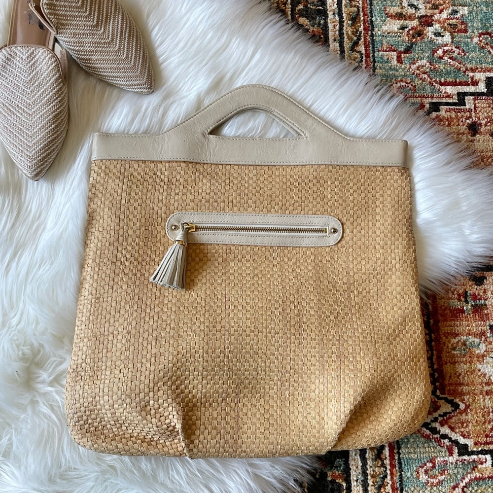 Lauren Merkin Woven& Leather Handbag